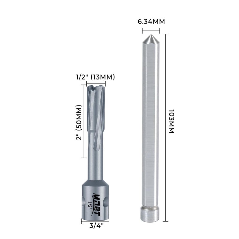 MDBTTOOLS TCT Annular Cutter, 1/2" Diameter and 2INCH Depth, Universal Shank Compatible with 3/4" Weldon Shark and Other Standard Tool Holder - Image 2